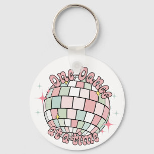 Retro Groovy Disco Ball Pink, één dans tegelijk Sleutelhanger