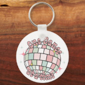 Retro Groovy Disco Ball Pink, één dans tegelijk Sleutelhanger (Voorkant)