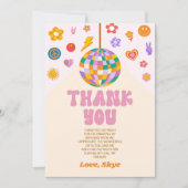 Retro Groovy Disco Ball Verjaardagsfeest Bedankkaart (Voorkant)