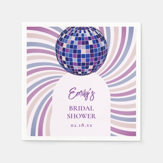 Retro Groovy Disco Bridal Shower Servet (Voorkant)