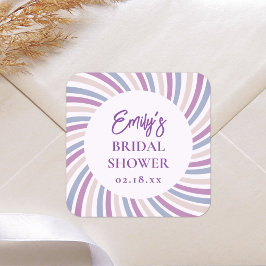 Retro Groovy Disco Bridal Shower Vierkante Sticker