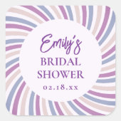 Retro Groovy Disco Bridal Shower Vierkante Sticker (Voorkant)