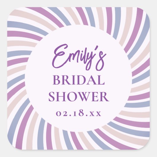 Retro Groovy Disco Bridal Shower Vierkante Sticker (Voorkant)