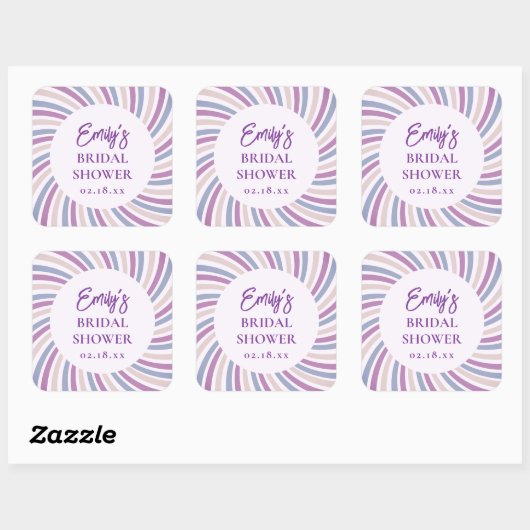 Retro Groovy Disco Bridal Shower Vierkante Sticker (Vel)
