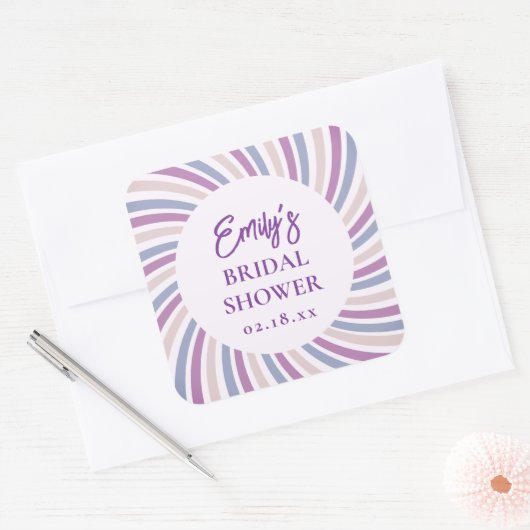 Retro Groovy Disco Bridal Shower Vierkante Sticker (Envelop)