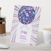 Retro Groovy Disco Bridal Shower Welcome Reclamebord Met Voetstuk (Insitu)