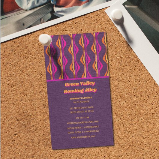Retro Groovy Disco Paarse print Visitekaartje