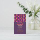 Retro Groovy Disco Paarse print Visitekaartje (Staand voorkant)