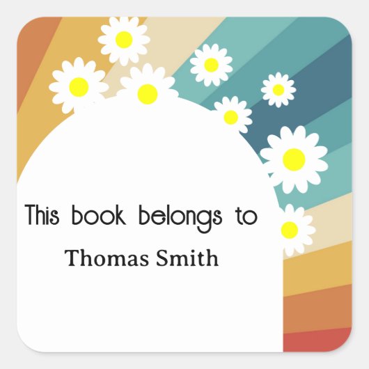 Retro Groovy - Dit boek behoort tot Vierkante Sticker (Voorkant)