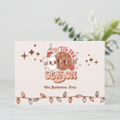 Retro Groovy Dit is de kerstfoto van het seizoen Feestdagenkaart (Staand voorkant)