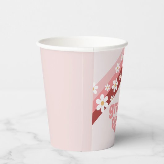 Retro groovy, drie dagen, derde verjaardag papieren bekers (Rechts)