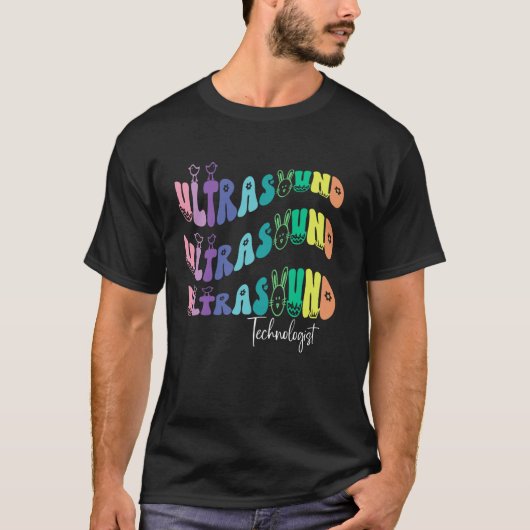Retro Groovy Echografist Pasen Dag Zo T-shirt (Voorkant)