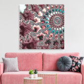 Retro Groovy Eclectische Boheemse Spiraal Fractal Canvas Afdruk (Insitu (Woonkamer))
