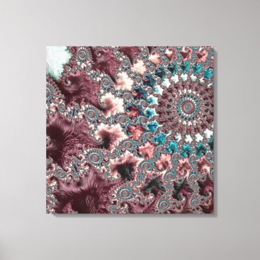 Retro Groovy Eclectische Boheemse Spiraal Fractal Canvas Afdruk (Voorkant)