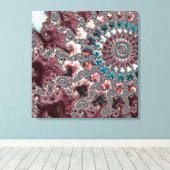 Retro Groovy Eclectische Boheemse Spiraal Fractal Canvas Afdruk (Insitu (Houten vloer))