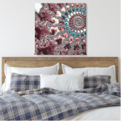 Retro Groovy Eclectische Boheemse Spiraal Fractal Canvas Afdruk (Insitu (Slaapkamer))