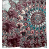 Retro Groovy Eclectische Boheemse Spiraal Fractal Douchegordijn (Voorkant)