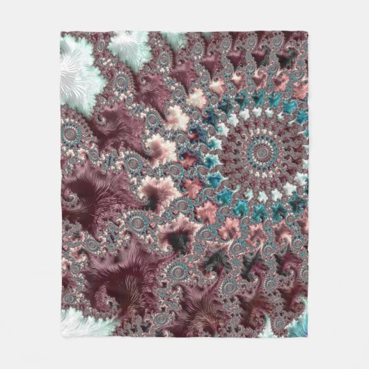 Retro Groovy Eclectische Boheemse Spiraal Fractal Fleece Deken (Voorkant)