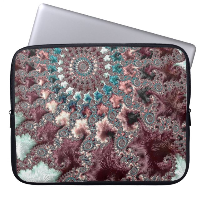 Retro Groovy Eclectische Boheemse Spiraal Fractal Laptop Sleeve (Voorkant)