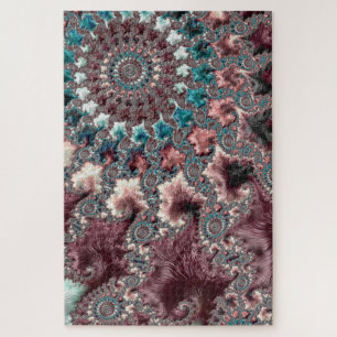 Retro Groovy Eclectische Boheemse Spiraal Fractal Legpuzzel