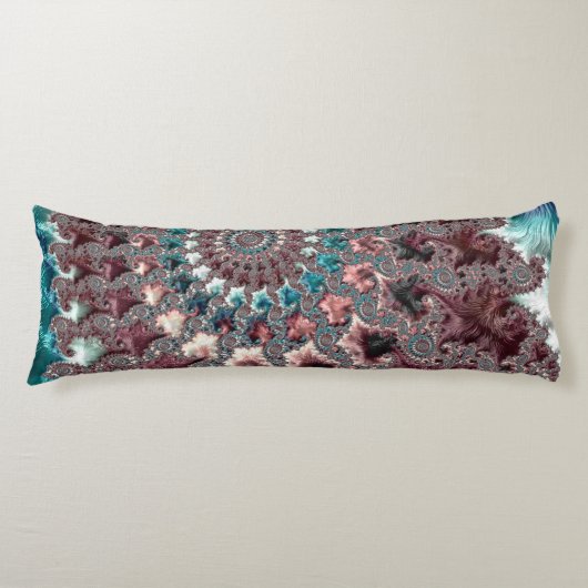 Retro Groovy Eclectische Boheemse Spiraal Fractal Lichaamskussen (Voorkant)