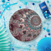 Retro Groovy Eclectische Boheemse Spiraal Fractal Papieren Bordje (Feest)