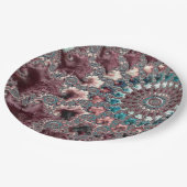 Retro Groovy Eclectische Boheemse Spiraal Fractal Papieren Bordje (Gekanteld)