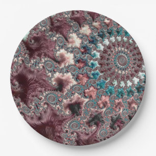 Retro Groovy Eclectische Boheemse Spiraal Fractal Papieren Bordje