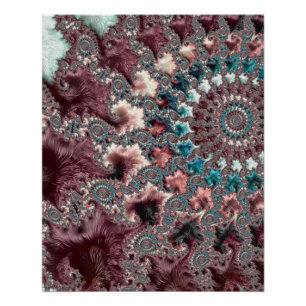 Retro Groovy Eclectische Boheemse Spiraal Fractal Poster