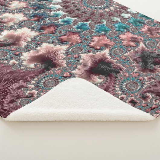 Retro Groovy Eclectische Boheemse Spiraal Fractal Sherpa Deken (3/4)