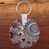 Retro Groovy Eclectische Boheemse Spiraal Fractal Sleutelhanger (Achterkant)