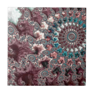 Retro Groovy Eclectische Boheemse Spiraal Fractal Tegeltje