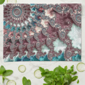 Retro Groovy Eclectische Boheemse Spiraal Fractal Theedoek (Gevouwen)