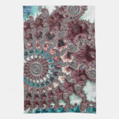 Retro Groovy Eclectische Boheemse Spiraal Fractal Theedoek (Verticaal)