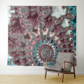 Retro Groovy Eclectische Boheemse Spiraal Fractal Wandkleed (In Situ (horizontaal))