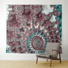 Retro Groovy Eclectische Boheemse Spiraal Fractal Wandkleed