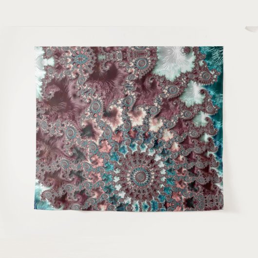 Retro Groovy Eclectische Boheemse Spiraal Fractal Wandkleed (Voorkant (horizontaal))