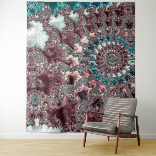 Retro Groovy Eclectische Boheemse Spiraal Fractal Wandkleed (In situ)