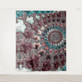 Retro Groovy Eclectische Boheemse Spiraal Fractal Wandkleed (Voorkant)