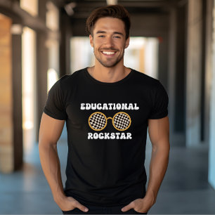 Retro groovy Educatieve Rockstar zonnebrillen lere T-shirt