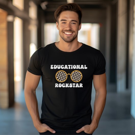 Retro groovy Educatieve Rockstar zonnebrillen lere T-shirt