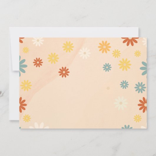 Retro groovy één dagbloem Eerste verjaardag Kaart (Achterkant)