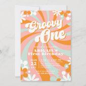 Retro Groovy Een Eerste Verjaardag Kaart (Voorkant)