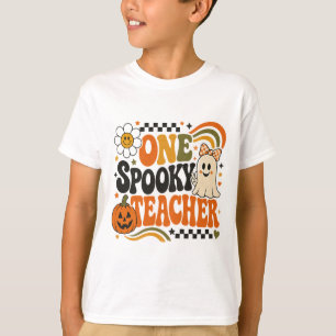 Retro Groovy Eén enge leraar Halloween T-shirt