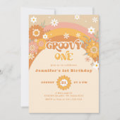 Retro groovy één gender neutrale verjaardag kaart (Voorkant)