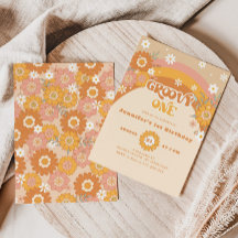 Retro groovy één gender neutrale verjaardag