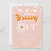 Retro Groovy Een Meisjes 1e Verjaardag Bedankkaart (Voorkant)