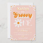 Retro Groovy Een Meisjes 1e Verjaardag Kaart (Voorkant)