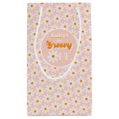 Retro Groovy Een Meisjes 1e Verjaardag Klein Cadeauzakje (Achterkant)