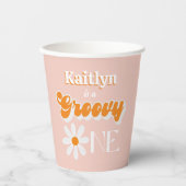 Retro Groovy Een Meisjes 1e Verjaardag Papieren Bekers (Voorkant)